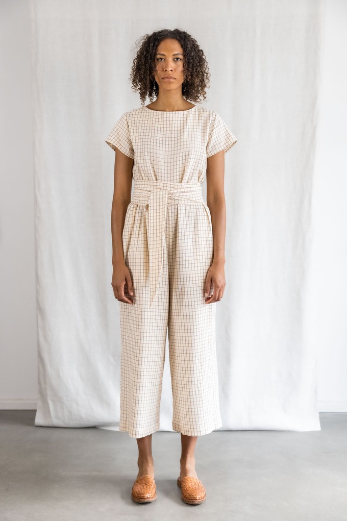 Baumwoll Jumpsuit Nirav Cream Checks from Jyoti - Fair Works