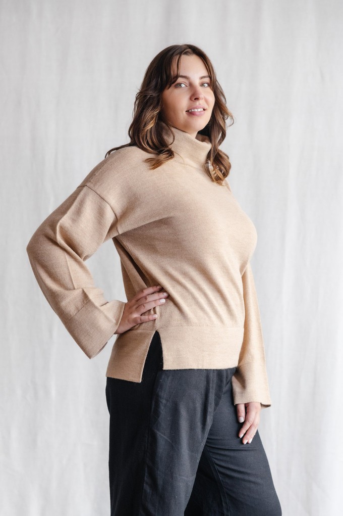 Baby-Alpaka Turtleneck Strickpullover Atico Beige from Jyoti - Fair Works