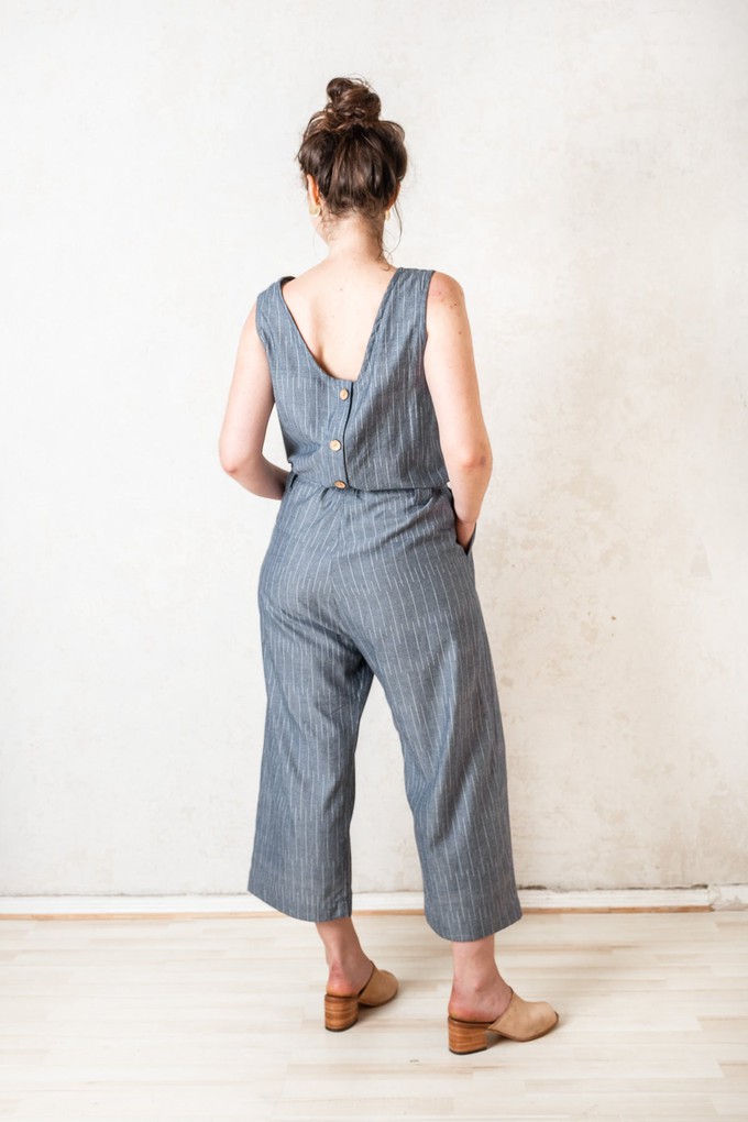 Bio-Baumwoll Jumpsuit Jalina Nadelstreifen Blau from Jyoti - Fair Works