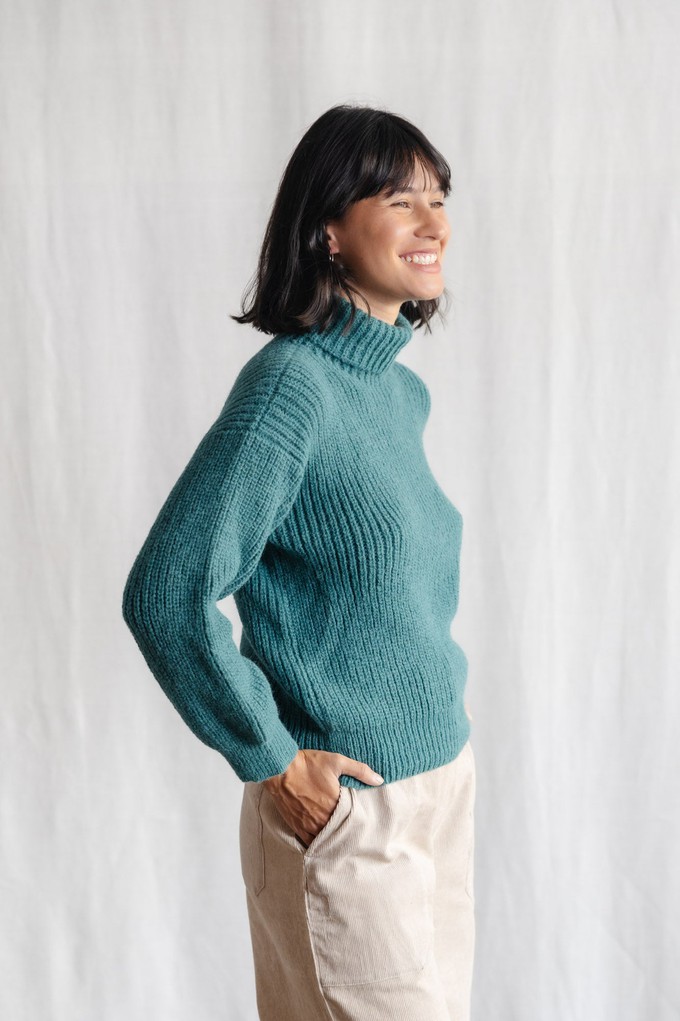 Baby-Alpaka Turtleneck Strickpullover Suave Ozean from Jyoti - Fair Works