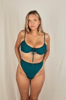 MAYA BOTTOM in Reversible Teal & Sage via Kaly Ora