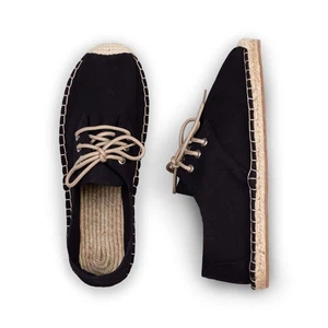 Jet Black Lace Up Espadrilles für Männer from Kingdom of Wow!