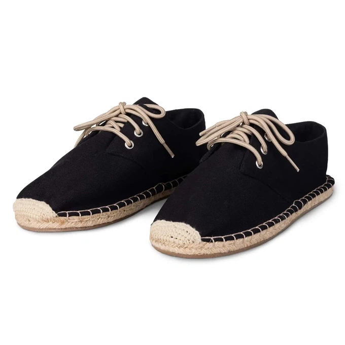 Jet Black Lace Up Espadrilles für Frauen from Kingdom of Wow!