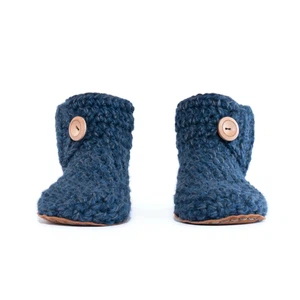 Midnight Blue Bamboo Wool Bootie Slippers from Kingdom of Wow!