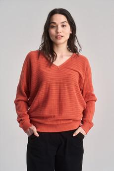 CLOVER - Pointelle Knit Organic Cotton Jumper - Clay via KOMODO