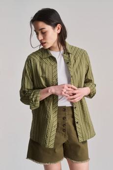 RIO - Organic Cotton Shirt - Green Stripe via KOMODO