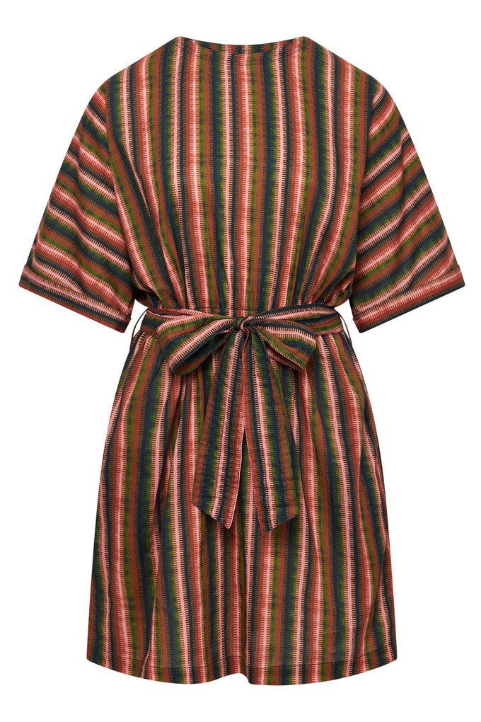 AZUL - Organic Cotton Weave Stripe Dress Green from KOMODO