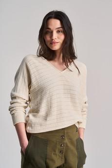 CLOVER - Pointelle Knit Organic Cotton Jumper - Cream White via KOMODO