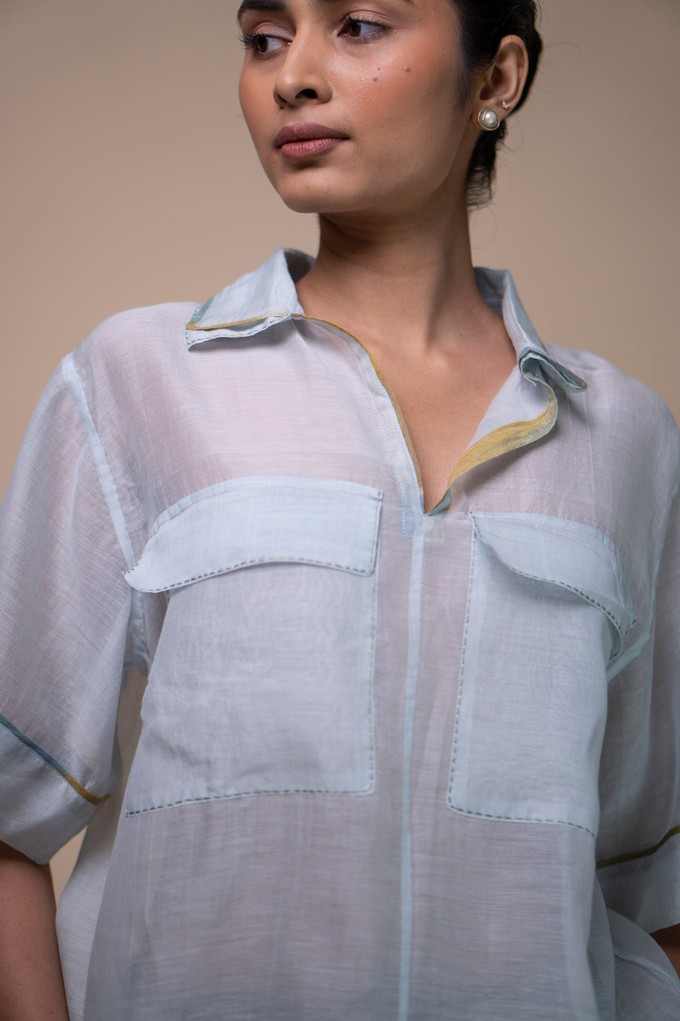 Meadows Patch Pocket Chanderi Shirt from Lafaani