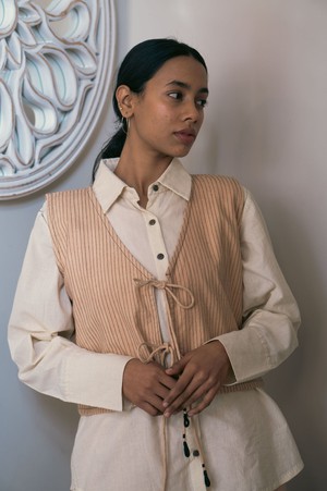 Effortless Edit Beige Tie Up Vest from Lafaani