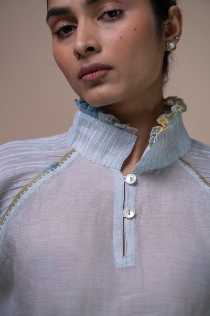 Meadows Pintucked Chanderi Blouse from Lafaani