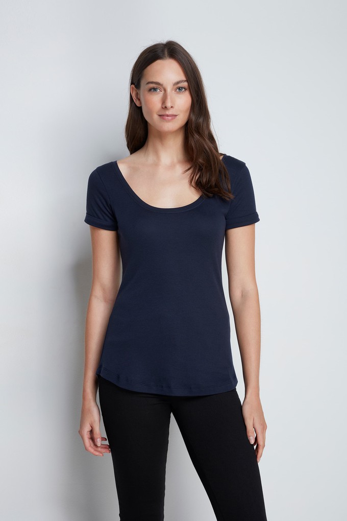 Boat Neck Cotton Modal Blend T-shirt from Lavender Hill Clothing