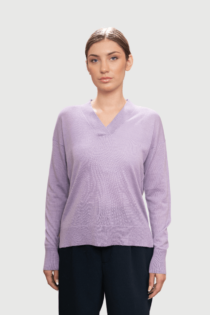 Lilac V Neck Jumper from Lavender Hill Clothing