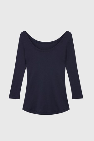 3/4 Sleeve Boat Neck Cotton Modal Blend T-Shirt from Lavender Hill Clothing