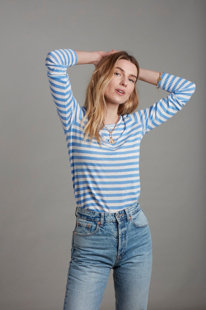 Long Sleeve Striped Linen T-shirt from Lavender Hill Clothing