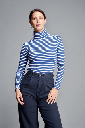 Striped Cotton Roll Neck from Lavender Hill Clothing