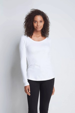 Long Sleeve Scoop Neck Cotton Modal Blend T-shirt from Lavender Hill Clothing