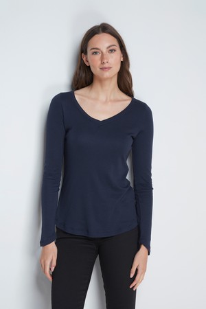 Long Sleeve V Neck Cotton Modal Blend T-shirt from Lavender Hill Clothing