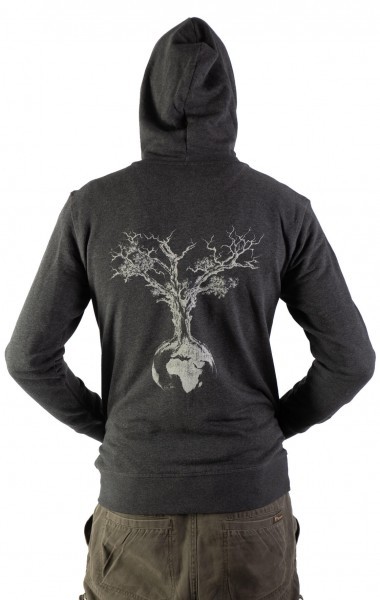 Fairwear Organic Hoodie Zipper Unisex Weltenbaum Heather Grey from Life-Tree