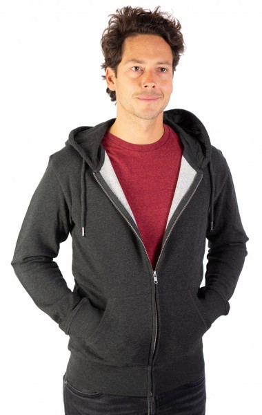 Fairwear Organic Hoodie Zipper Unisex Weltenbaum Heather Grey from Life-Tree