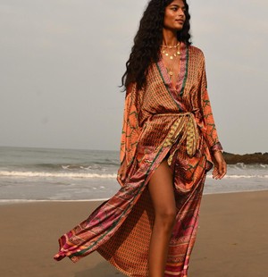 If Saris Could Talk Maxi Kimono- Mawi Beach from Loft & Daughter