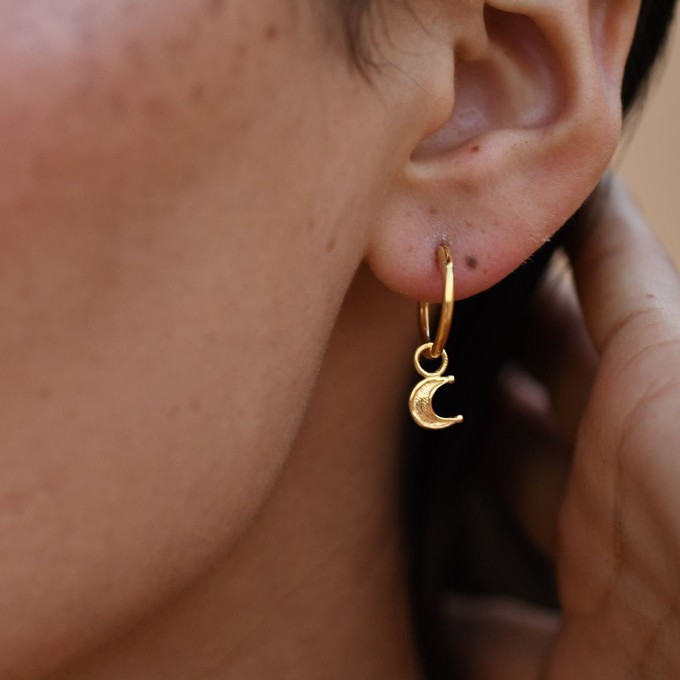 Tiny Moon Hoops Silver from Loft & Daughter