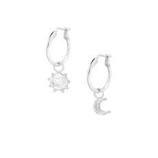 Tiny Sun & Moon Hoops Silver via Loft & Daughter