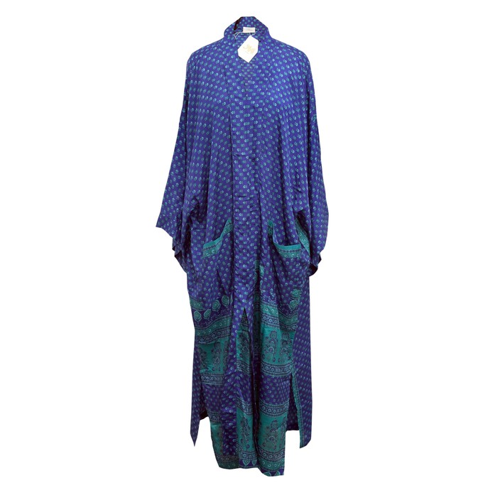 If Saris Could Talk Maxi Kimono- Royal Ditsy from Loft & Daughter