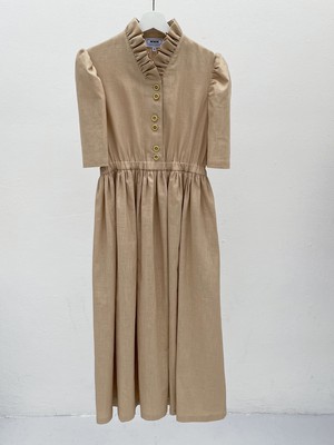 Eleonora Beige Linen Dress from Masha Maria