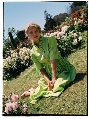 Eleonora Green Linen Dress from Masha Maria