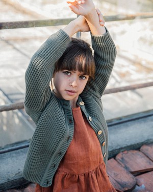 Crewneck Cotton Cardigan juniper from Matona