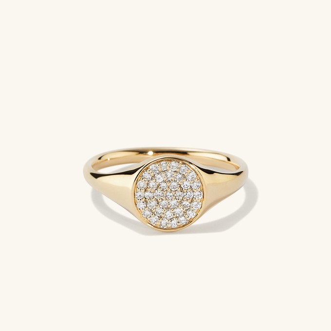 PavÃ© Diamond Signet Pinky Ring from Mejuri