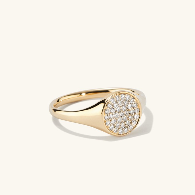 PavÃ© Diamond Signet Pinky Ring from Mejuri