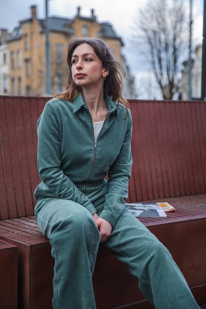 Aero jumpsuit Rib Muted green from Mon Col Anvers