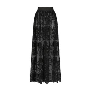 BLACK EMBROIDERED LACE SKIRT from MONIQUE SINGH