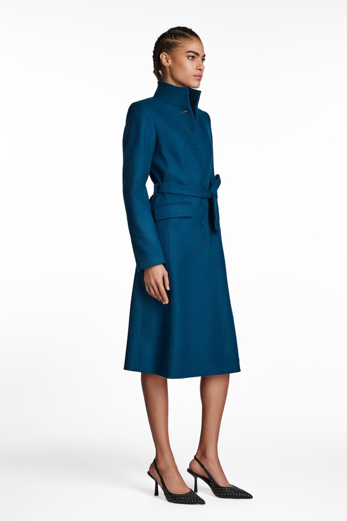 TEAL TAILORED WOOL COAT from MONIQUE SINGH