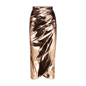 LONG LIQUID BRONZE DRAPED SKIRT from MONIQUE SINGH