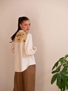 Vilma blouse ochre embroidery via Moyocoyo