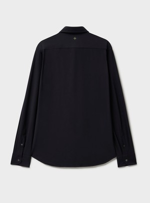 Recycled Italian Black Cut Away Comfort Shirt from Neem London