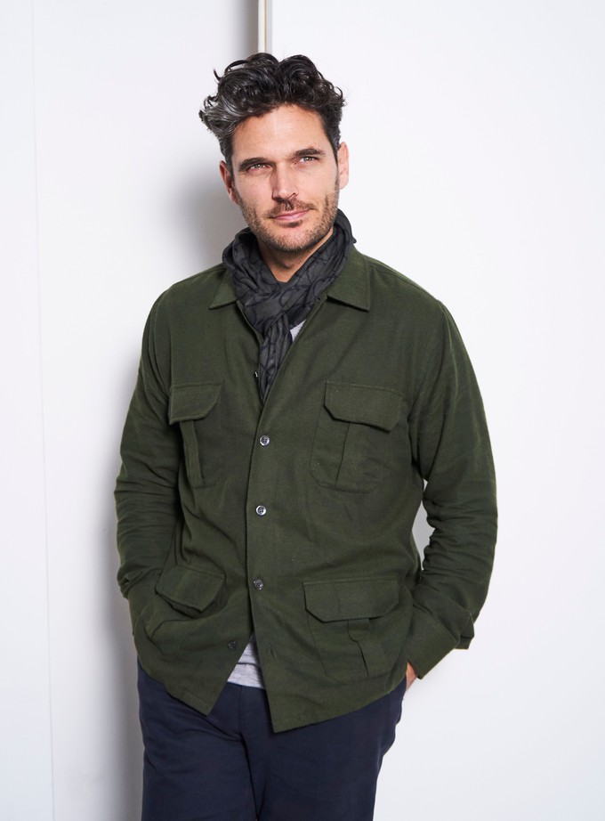 Recycled Italian Flannel Neem Green OverShirt from Neem London