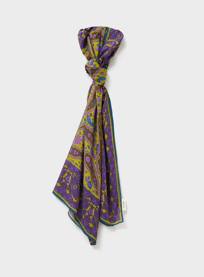 Biodegradable Italian Tencel Burgundy and Gold Paisley Flamboyant Scarf from Neem London