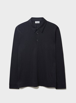 ZQ Merino Wool Black Stripe Long Sleeve Polo from Neem London