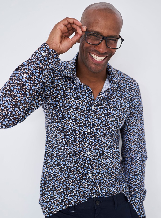 Recycled Multi Print Party Comfort Shirt from Neem London