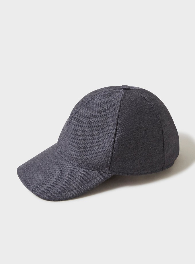 Wool/Cotton Upcycled Flannel Anthracite Baseball Cap from Neem London