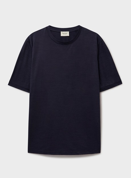 ZQ Merino Navy Stripe Super 120s T-Shirt from Neem London