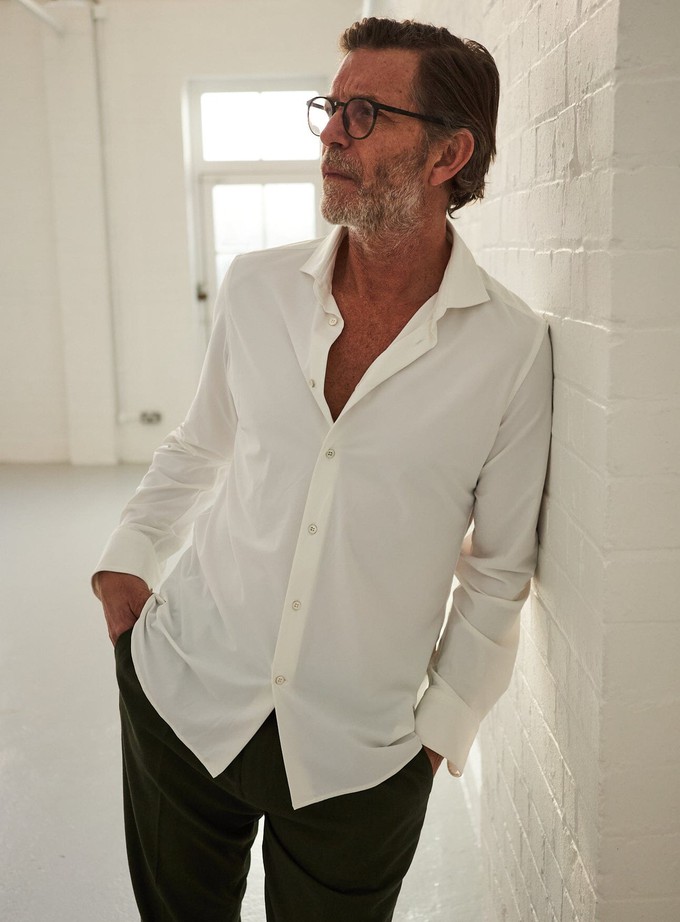 Recycled Italian White Cut Away Comfort Shirt from Neem London