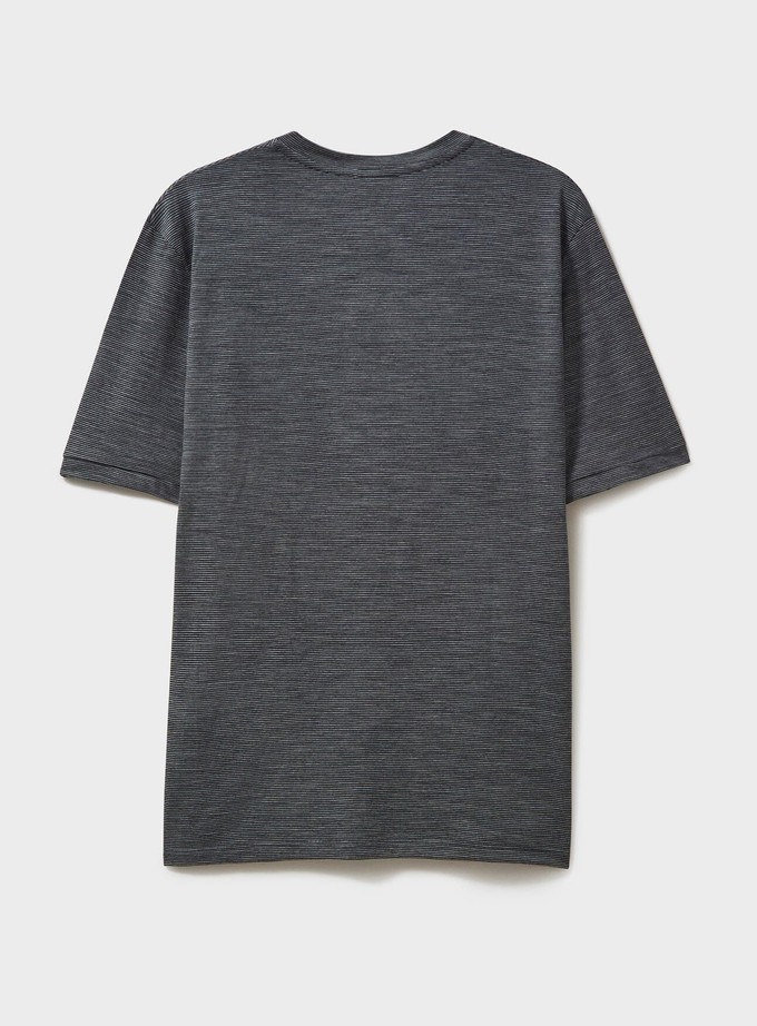 ZQ Merino Wool Jersey Charcoal Stripe T-Shirt from Neem London