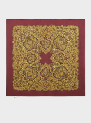 Biodegradable Italian Tencel Burgundy and Gold Paisley Flamboyant Scarf from Neem London