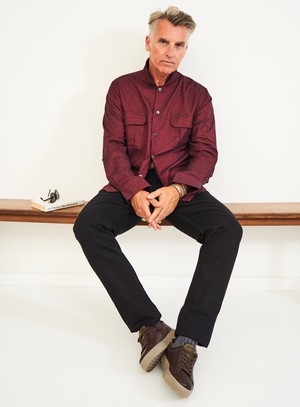 Recycled Italian Flannel Deep Red Over-Shirt from Neem London