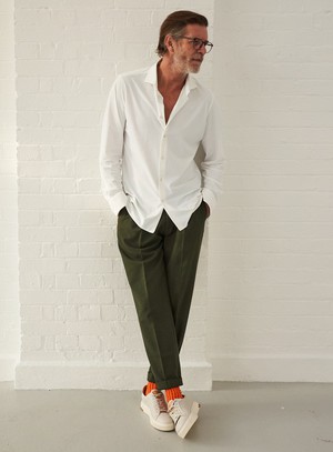 Recycled Italian White Cut Away Comfort Shirt from Neem London